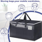 StorageRight Heavy Duty Moving Boxes-Moving Bags with Zipper, Reinforced Handles and Tag Pocket-Collapsible Moving Supplies-Totes for Storage Great for moving, Storage and Travel 93L(Gray-10 Pack)