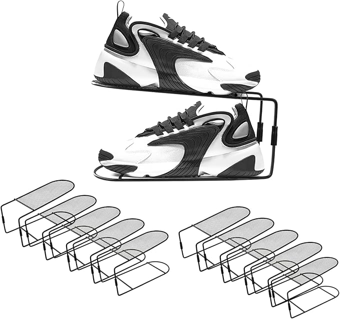 CiBiZi Shoe Slots Organizer 10Pack Metal Shoe Stackers for a Pair of Shoes Display Shelf Shoe Holder Shoe Storage Closet Organizers Shoe Space Saver Organizador de Zapatos Black