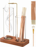 Incense Holder with 7.8" & 5.9" Glass Jars, 2 in 1 Incense Sticks Holder & Ash Catcher, Upside Down Incense Burner with Storage for Meditation, Yoga, Spa, Home Decor, with 20 Incense Sticks & Brush