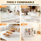FUNFERY Acrylic Display Risers, 2 Set(7.8" L~8.2" L~8.6" L~9”L) Display Shelf for Figure, Collectibles, Cupcake, Clear Acrylic Stands for Dessert, Jewelry, Candy Showcase, 4 Tier Action Figure Stand