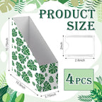 AmazingSpark Set of 4 Monstera Magazine Holder Decorative Foldable Magazine Storage Boxes with Acrylic Label Holders Coquettish Boho Organizer for Office Home Organization Storage