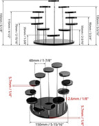 QWORK Round Acrylic Products Display Riser Stands, 12 Tier Jewelry Display Stands for Rings Earrings,Mini Figurines, Black