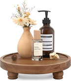 EOSAHR Wooden Riser for Display : Farmhouse Pedestal Stand for Your Kitchen Counter & Home Decor - Chic Round Waterproof Bathroom Trays for Soap, Plants, Jewelry, Perfume (Acacia Wood)