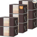 BALEINE 8 Pack Clothes Storage Bags, 16 Gallon Storage Containers with Reinforced Handle, Sturdy Zipper, Closet Organizer for Blanket, Comforter, Pillow, Bedding (Brown, 8 Pack)