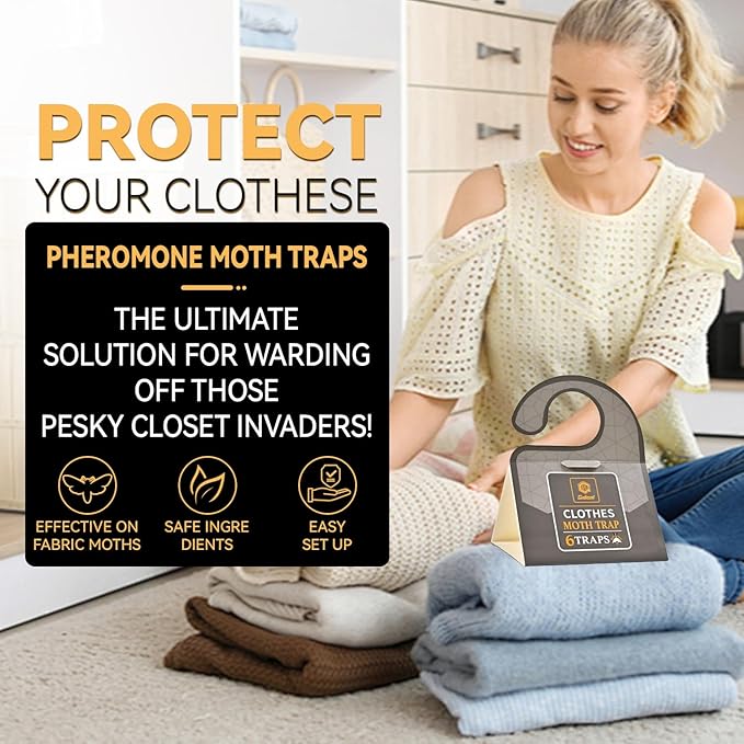 GIDEAL Pantry Moth Trap with Pheromones Prime for Clothes House Carpet, Cupboard 6 Pack (Clothes Moth Trap)