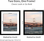 16x20 Picture Frame Black Set of 3, Display Pictures 11x14 with Mat or 16 x 20 Without Mat, Poster Frames 16x20 for Wall Hanging Horizontal and Vertical