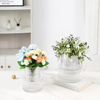 Ribbed Glass Vases for Bouquet, Set of 2 Fluted Vases for Flowers, Clear Vase for Tulips, Modern Glass Vase for Living Room, Office, Coffe Table, Dining Table, Shelf, Wedding