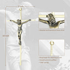 ACHIBANG 10" Crucifix Wall Cross 3 Pack – Gold, Silver & Copper Jesus Crosses for Wall, Catholic Crucifix Wall Decor for Home or Over-the-Door Blessing