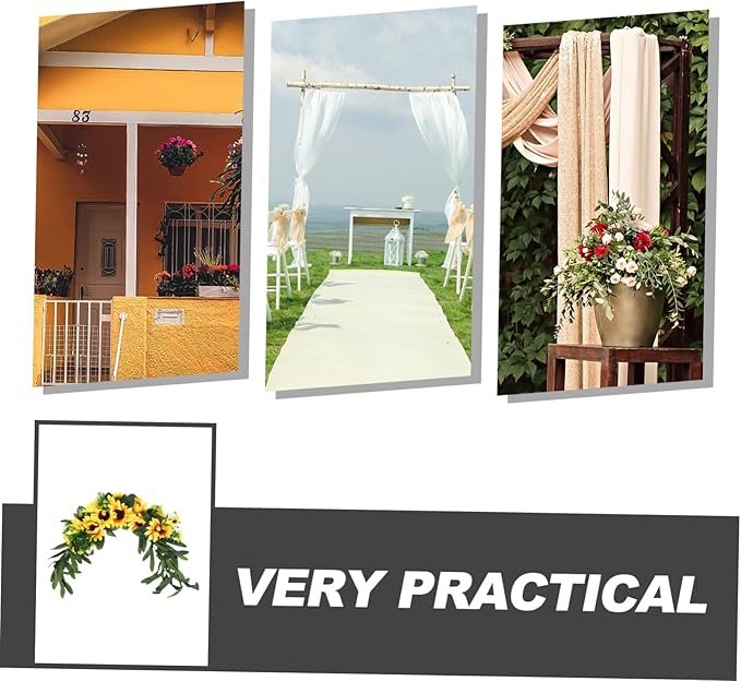 Garneck Artificial Sunflower Floral Swag Wedding Door Wreath Wall Hanging Garden Decor Home Decorative Accessory