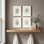 Framed Sage Green Botanical Wall for Kitchen, 4 Piece Minimalist Modern Farmhouse Plant Artwork for Walls, Boho Green Leaf Picture Prints for Kitchen Bathroom Bedroom Living Room Decor, 8x10 Inch