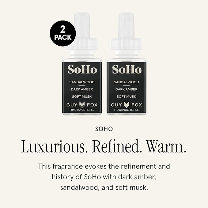 Pura & GUY FOX Home Scent Refill - Smart Home Air Diffuser - Long-Lasting Luxury Fragrance per Refill - Household & Apartment Essential - Clean Diffuser Fragrance - 2 Pack, SoHo