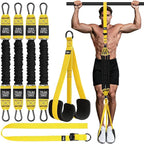 Pull Up Assistance Bands - Adjustable Heavy Duty Resistance Band for Pull Up Bar with 4 Assist Bands, Dual Footrests, Resistance Bands for Ｗorking Out, Strength Training, Home Gym