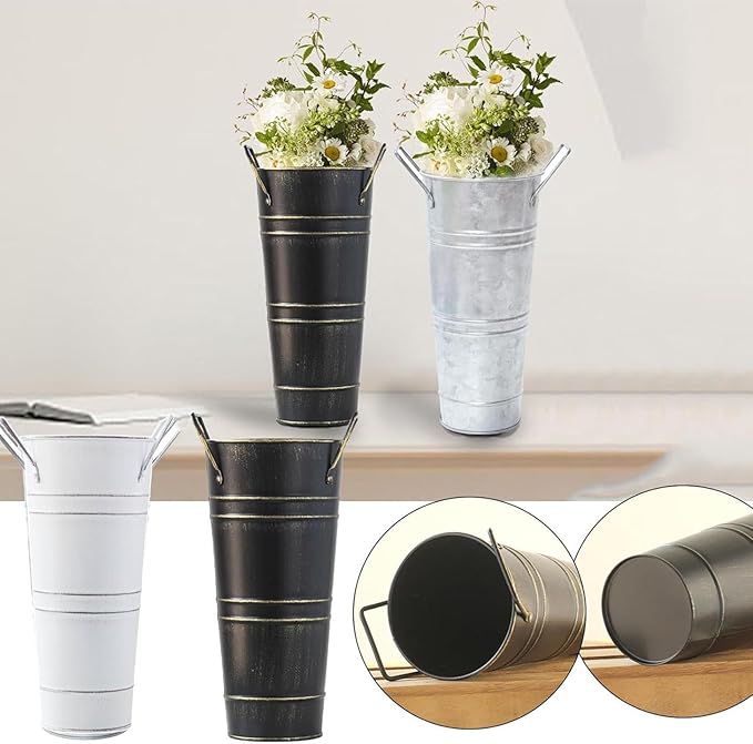 Metal Round Umbrella Stand Rack,Durable Freestanding Umbrella Rack with Cane and Walking Stick Holder,Decorative Vase,Suitable for Entryway and Porch Use,Organizer for Home and Office (Black)