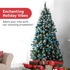 Prextex 36 Piece Christmas Ornaments Set - Acid Blue Christmas Tree Decorations - Shatterproof Ball Ornaments in Small, Medium, and Large Sizes - Durable Holiday Decor for Indoor and Outdoor Use
