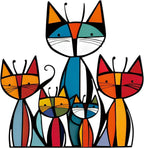 Wesiti Cat Wall Art Decor Iron Wall Sculptures Decor for Cats Lover 10.2 x 11.8 Inches Colorful Mid Century Cat Retro Signs for Home Living Room Bedroom Kitchen Office(Trendy)