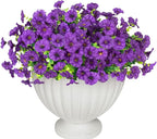 12 Bundles Morning Glory Artificial Flowers for Outdoor Decoration UV Resistant Fake Plastic Plants Artificial Greenery for Indoor Outdoor Garden Patio Window Box Home Decor