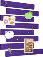 Cork Board for Walls - 8 Pack Felt Pin Board Bar Strips - Self-Adhesive Lightweight Bulletin Board - Cork Board for Office with 40 Push Pins No Damage for Wall (Violet)