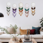 Artilady Macrame Dream Catchers for Bedroom - Tassel Wall Hanging Handmade Dreamcatchers Home Decor with Tassel Feather Ornament Craft Blessing Gift (Mix Brown)