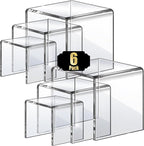 Aheroi Acrylic Risers, 6Pcs 2Set(3"*4"*5") Display Risers Display Stands, Small Square Risers Display Stands for Figures, Cupcake Tier Stand for Wedding Party, Food Statue Candy Acrylic Dessert Display Shelf