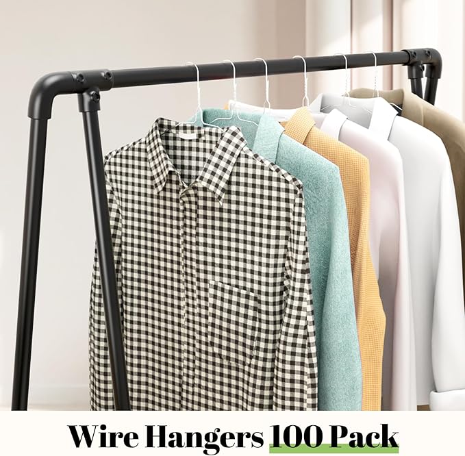 Wire Metal Clothes Hangers Bulk 100 Pack, 16 Inch 12 Gauge Standard Size, Slim Space Saving for Coat Suits Shirts Pants Skirts, Non Slip, White