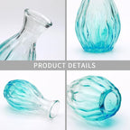 Mapoxy Glass Bud Vases Set of 4,Blue Small Flower Vases for Wedding Centerpiece Table Decorations,Clear Vintage Embossed Mini Vases,Flower Arrangements in Vases for Party or Home Decor
