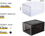 Attelite Shoe Box Organizer,Set of 6,Stackable Plastic Shoe Box with Clear Door, Shoe Storage Box Containers,For Display Sneakers,Easy Assembly,Fit up to US Size 12(13.4”x 10.6”x 7.4”)