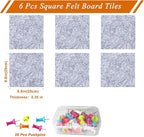 Square Felt Cork Bulletin Board Tiles, Self Adhesive DIY Felt Pin Board for Wall 30" x 20" with 35 Pushpins for Office School Home Wall Decor Stickers Memos Photos Display (Light Grey)
