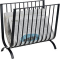 MyGift Matte Black Metal Magazine Rack, Deluxe Mid Century Wire Magazine Rack, Tabletop or Floor Standing Sling Basket for Magazines and Newspapers