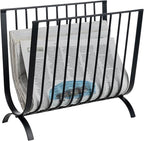 MyGift Matte Black Metal Magazine Rack, Deluxe Mid Century Wire Magazine Rack, Tabletop or Floor Standing Sling Basket for Magazines and Newspapers