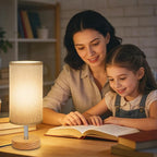 Bedside Table Lamps, Table Lamp for Bedroom, Lamps for Night Stands with Linen Lampshades, Small Table Lamp for Living Room, Office (Bulb Excluded) (Brown)