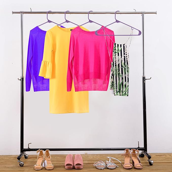 Utopia Home Plastic Hangers 50 Pack - Clothes Hanger with Hooks - Durable & Space Saving Coat Hanger - Heavy Duty Purple Hangers - Skirt Hangers