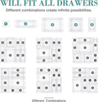 16 PCS Drawer Organizer Set, 5 Varied Size Bathroom and kitchen Drawer cabinet organizer Trays, Clear Storage Bins for Makeup, Jewelry, Utensils and Gadgets