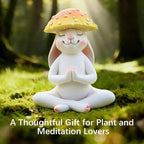 Meditation Mushroom Resin Statues – Cute Yoga Mushroom Figurines for Desk, Home, Office & Garden Decor – Zen Resin Sculptures for Living Room, Patio, Tabletop & Backyard (1 Pack, Rabbit)