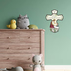 Needzo First Communion Wall Cross, I am the Bread of Life Hanging Decoration for Bedroom, Eucharist Keepsake and Catholic Gifts for Boys, 6 Inches