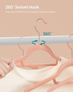 SONGMICS Velvet Hangers, Set of 60 Clothes Hanger with Rose Gold Swivel Hook, Non-Slip, and Space-Saving, 0.2-Inch Thick, 17.1-Inch Long for Coat, Shirt, Dress, Pants, Tie, Coral Pink UCRF0021R01