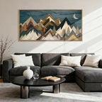 BINCUE Mountain Wall Art Framed Mountain Wall Pictures Nature Forest Wall Decor Rustic Farmhouse Wall Paintings Moon Art Large Landscape Artwork for Farmhouse Living Room Bedroom Dining Room 20x40 Inch