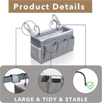 Bedside Caddy Hanging Storage Bag, Organizer Baskets with Pockets for Bunk Bed Accessories, Loft & Dorm Rooms Chair Bed Rails (White-2pcs)