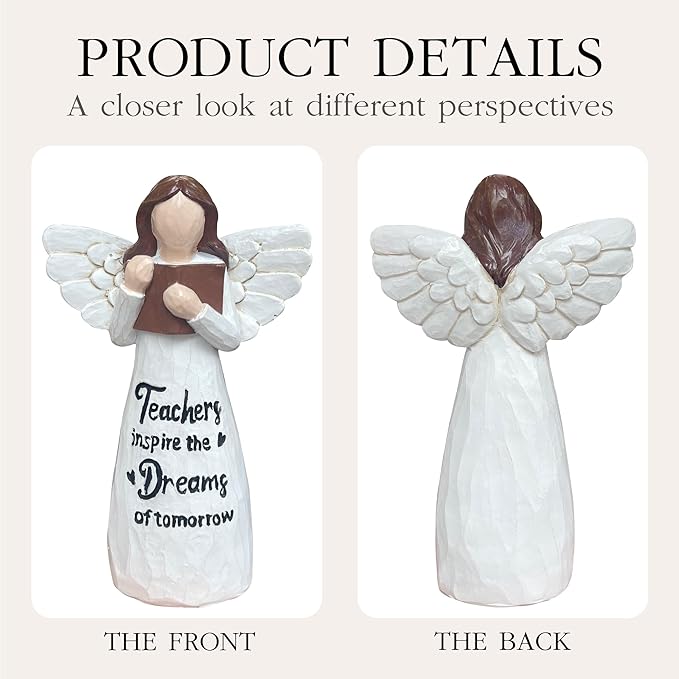 Teacher Appreciation Gifts, Thank You or Retirement Gifts for Women Teacher, Mothers Day Teachers Gift, Angel Hand-Painted Figurines Statue, 5.9 Inches Resin Doll Tabletop