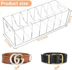 Belt Organizer - 7 Compartment Acrylic Belt Display Case for Closet Ties and Bow Ties