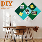 Square Felt Cork Bulletin Board Tiles, Self Adhesive DIY Felt Pin Board for Wall 30" x 20" with 35 Pushpins for Office School Home Wall Decor Stickers Memos Photos Display (Gradual Green)