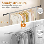 Heavy Duty Clothes Rack for Hanging Clothes Extendable Rolling Clothing Rack for Hanging Clothes 350lbs Chrome 51 to 71" W x 16.53" D x 65" to 71" H 3" Industrial Wheels