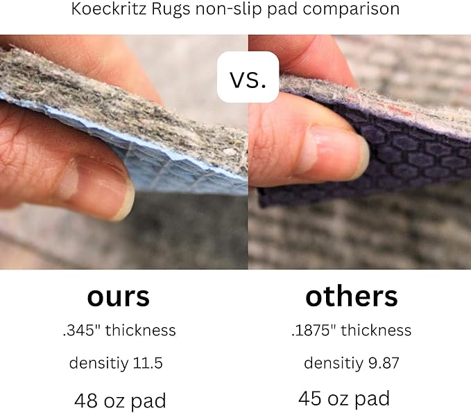 KOECKRITZ RugLock 5' x 5' Rug Pad – Non-Slip Felt & Rubber Dual Surface Rug Gripper, 0.345" Thick Cushion, Strong Grip Floor Protection, Safe for All Floors