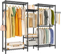 Heavy Duty Garment Rack, Portable Wardrobe Clothes Rack Freestanding Adjustable Clothing Rack with 7 Tiers Adjustable Wire Shelving and 4 Hanger Rods, Max Load 920LBS