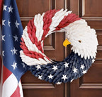 Patriotic Wreaths for Front Door, New 250th Anniversary Decorations, 4th of July Decorations Outdoor, Handcrafted Memorial Day Wreaths, Festival Celebration USA Flag Printed Wreath (A)
