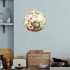 Chicken And Flower Metal Sign Vintage Tin Sign Round Sign Aluminum Sign for Farmhouse Kitchen Outdoor Outside Home Backyard Wall Decor 12 Inch