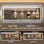 LOAAO 84X32 LED Bathroom Mirror with Lights, Anti-Fog, Dimmable, Backlit + Front Lit, Lighted Bathroom Vanity Mirror for Wall, Memory Function, Tempered Glass, ETL Listed
