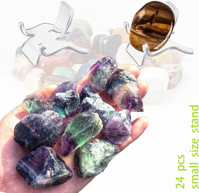 24 PCS Rock Display Stand - Small Rock & Crystal Holder Easels for Displaying Minerals, Geodes, or Other Items at Weddings, Home, Decoration, Birthdays & Tables