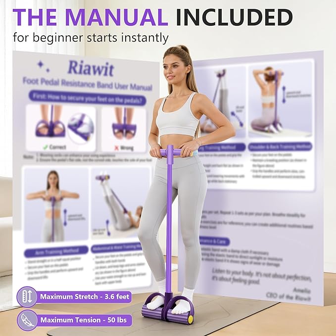 Upgraded Pedal Resistance Band with Handle, Soft Durable Fashion Puller Exercise with Thickened 6 Tension Ropes, Tube Pedal Resistance Device for Abdomen, Waist, Arm, Leg, Core/ABS
