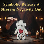 Voodoo Doll with 18 Pins, Handmade Creepy Horror Plush Ghost Doll for Stress Relief, Halloween Decoration, Funny Gag Gift for Friends & Coworkers for Adult