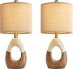 OYEARS Boho Table Lamps Bedroom Living Room Set 2,Suitable for Small Space,Farmhouse RattanTable Lamp 19”Rustic Egg Design Resin Light Decoration,Nightstand Bedside Lamps for Office Study Rest